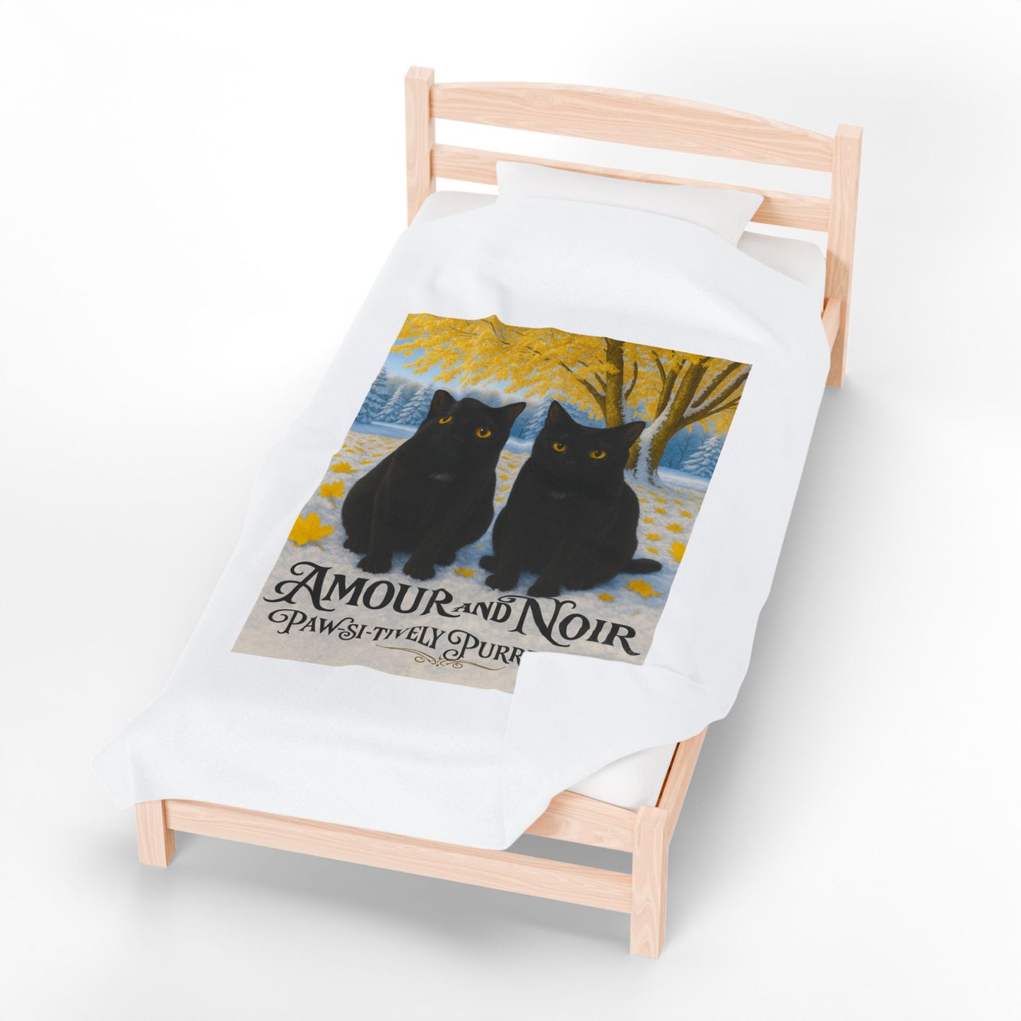 Amour and Noir Black Cats - Velveteen Plush Blanket