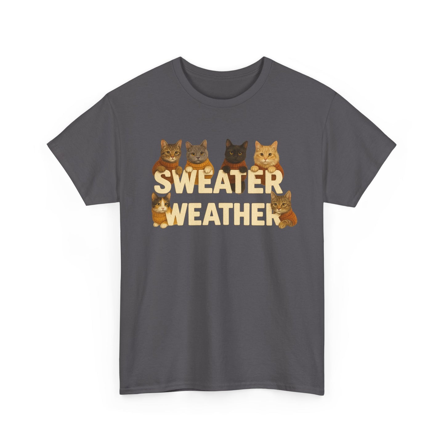 Sweater Weather Cat Tee, Cute Fall Apparel - Chubby Little Cheeks Co.