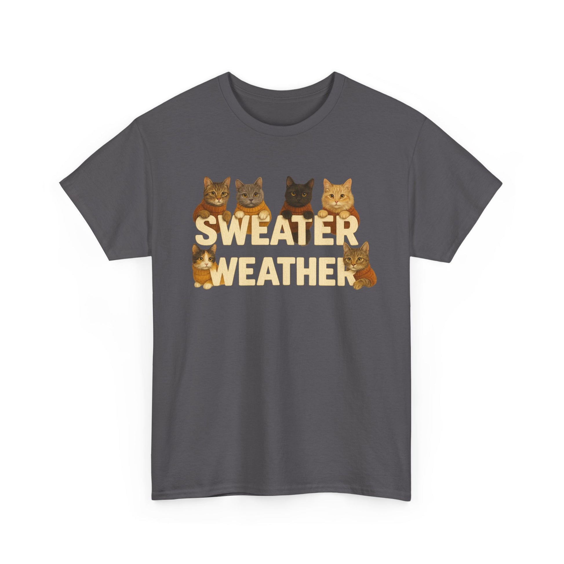 Sweater Weather Cat Tee, Cute Fall Apparel - Chubby Little Cheeks Co.