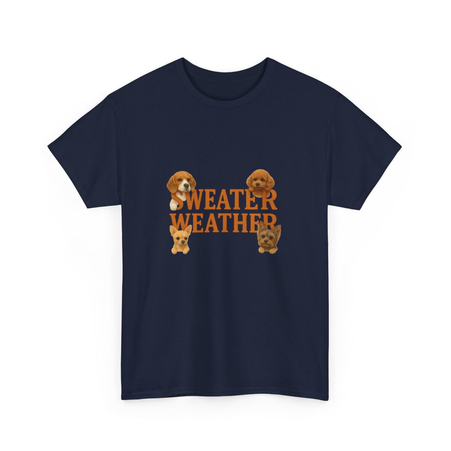 Sweater Weather Dog Tee, Unisex Heavy Cotton Tee, Fall Apparel - Chubby Little Cheeks Co.