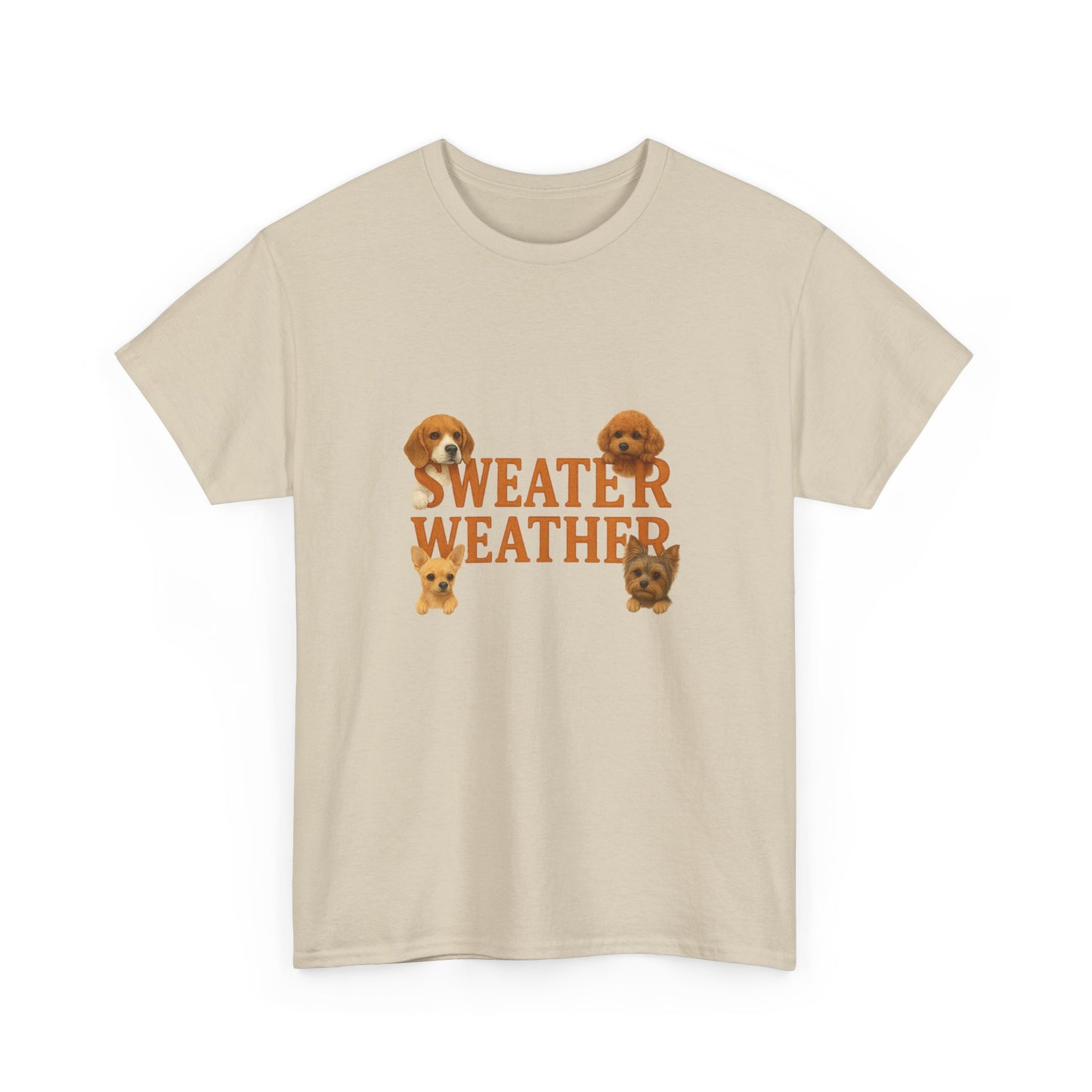 Sweater Weather Dog Tee, Unisex Heavy Cotton Tee, Fall Apparel - Chubby Little Cheeks Co.