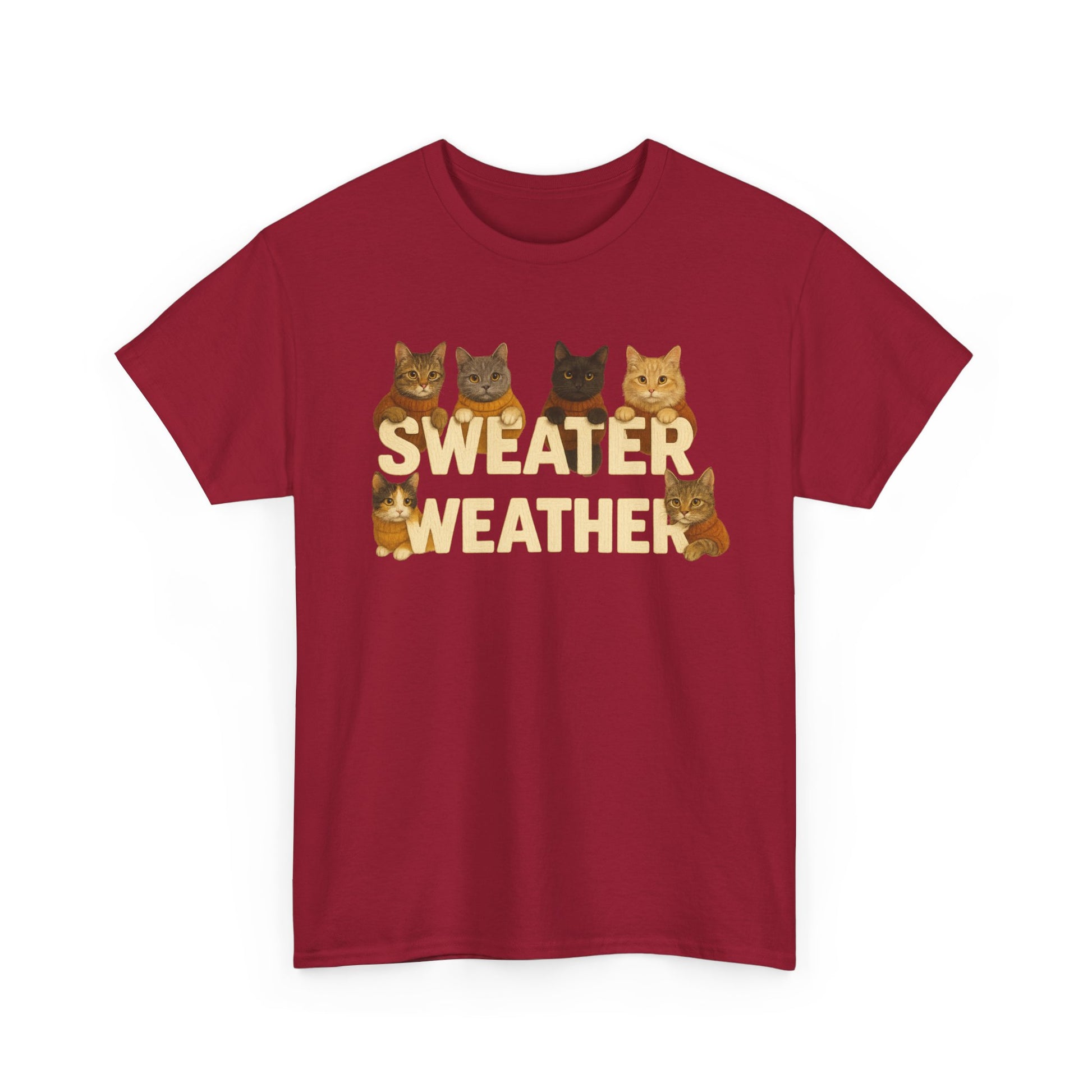 Sweater Weather Cat Tee, Cute Fall Apparel - Chubby Little Cheeks Co.
