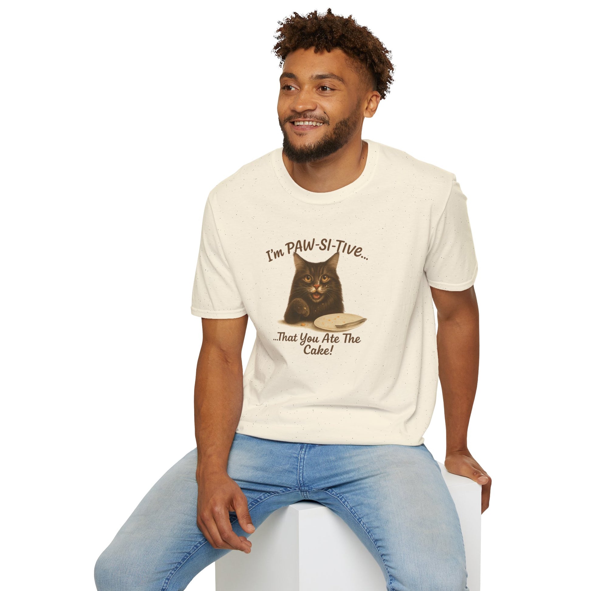 I'm PAW-SI-TIVE That You Ate The Cake, Funny Cat Unisex T-Shirt, - Chubby Little Cheeks Co.