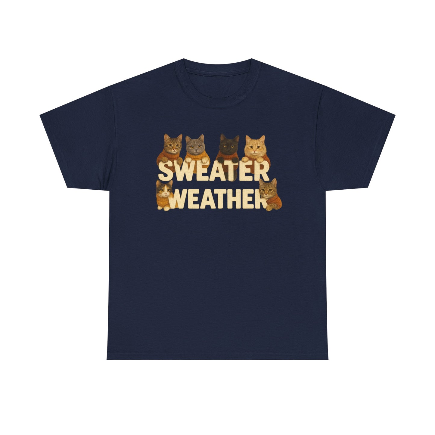 Sweater Weather Cat Tee, Cute Fall Apparel - Chubby Little Cheeks Co.