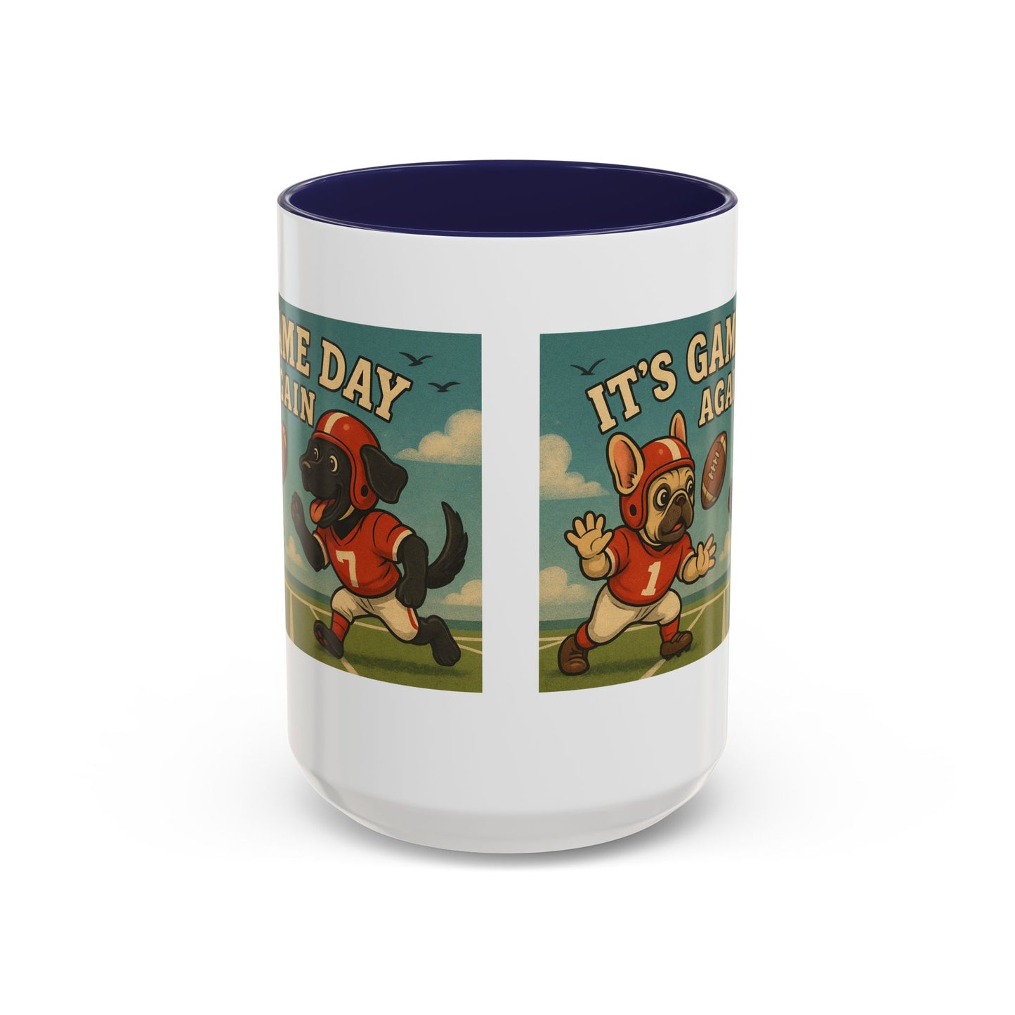 π Game Day Dogs Mug β Retro French Bulldog & Black Lab Football Mug - Chubby Little Cheeks Co.