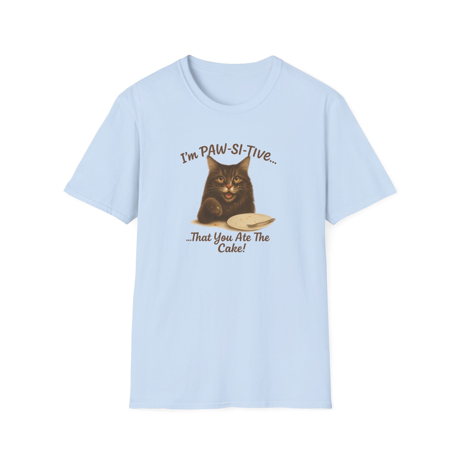 I'm PAW-SI-TIVE That You Ate The Cake, Funny Cat Unisex T-Shirt, - Chubby Little Cheeks Co.