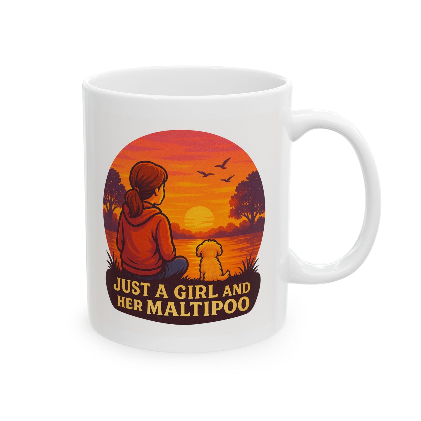 Just A Girl And Her Maltipoo, Ceramic Mug with Sunset Design - Chubby Little Cheeks Co.