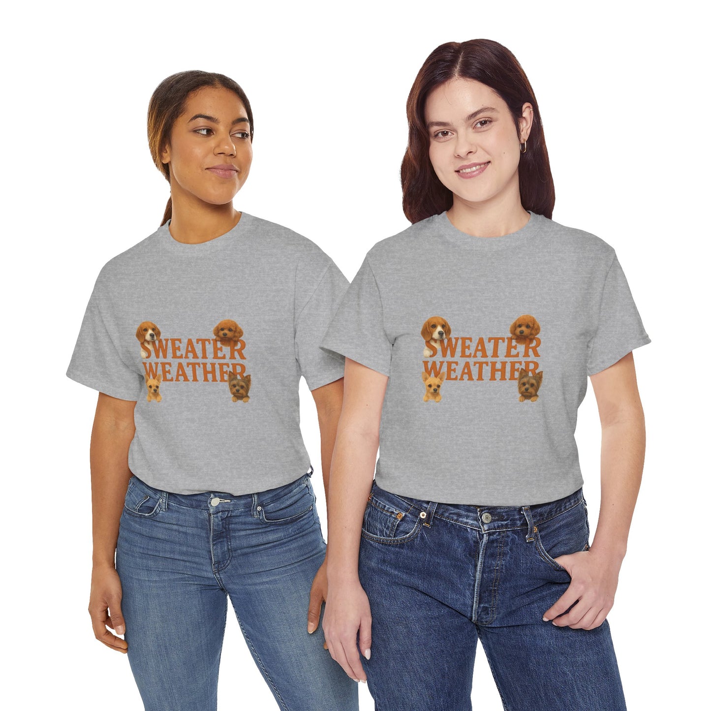 Sweater Weather Dog Tee, Unisex Heavy Cotton Tee, Fall Apparel - Chubby Little Cheeks Co.