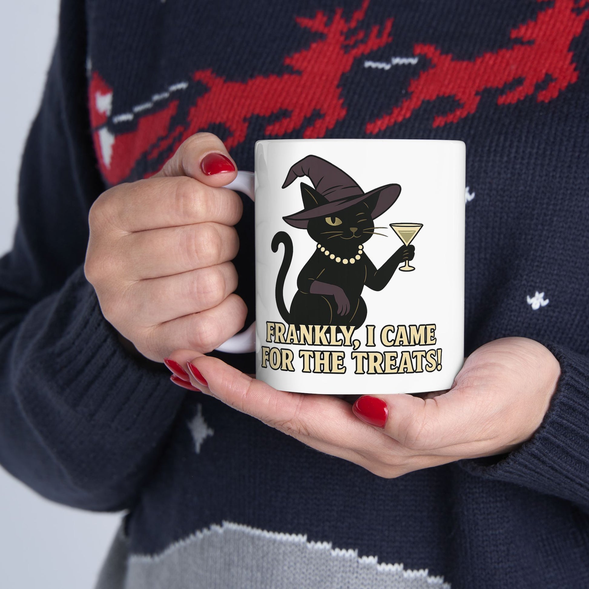 Frankly, I Came For The Treats-Funny Black Cat Ceramic Mug - Chubby Little Cheeks Co.