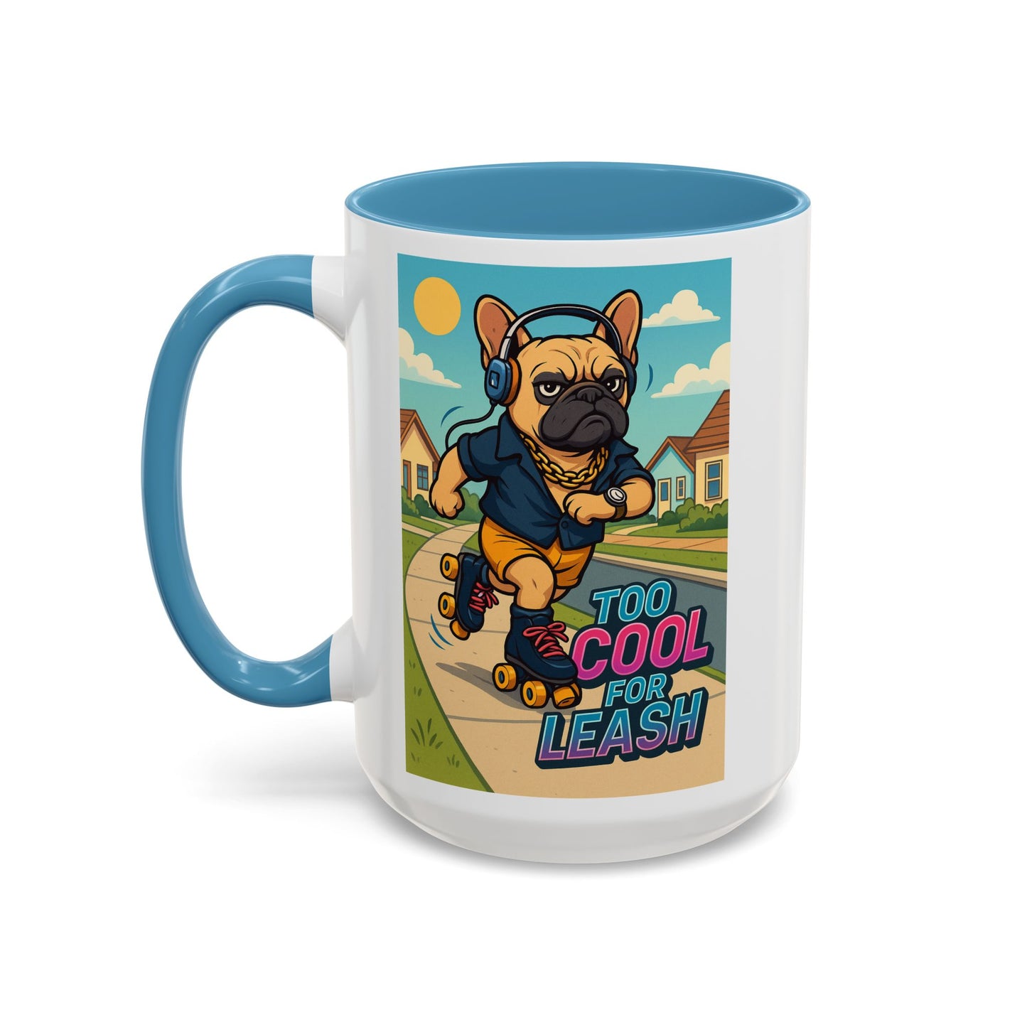 Retro Roller Skating Male French Bulldog Mug – 80’s Groove Vibes - Chubby Little Cheeks Co.