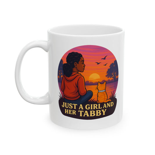 Just A Girl And Her Tabby- Sunset Inspired Ceramic Mug - Chubby Little Cheeks Co.
