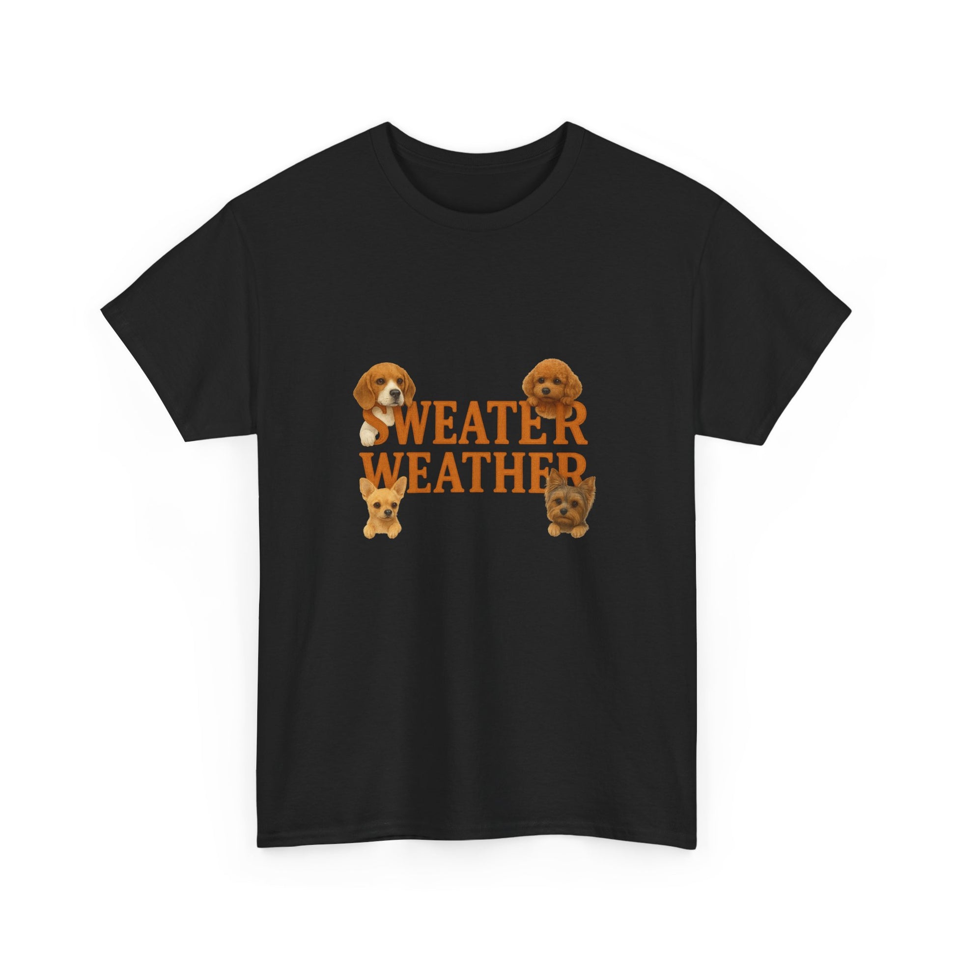 Sweater Weather Dog Tee, Unisex Heavy Cotton Tee, Fall Apparel - Chubby Little Cheeks Co.