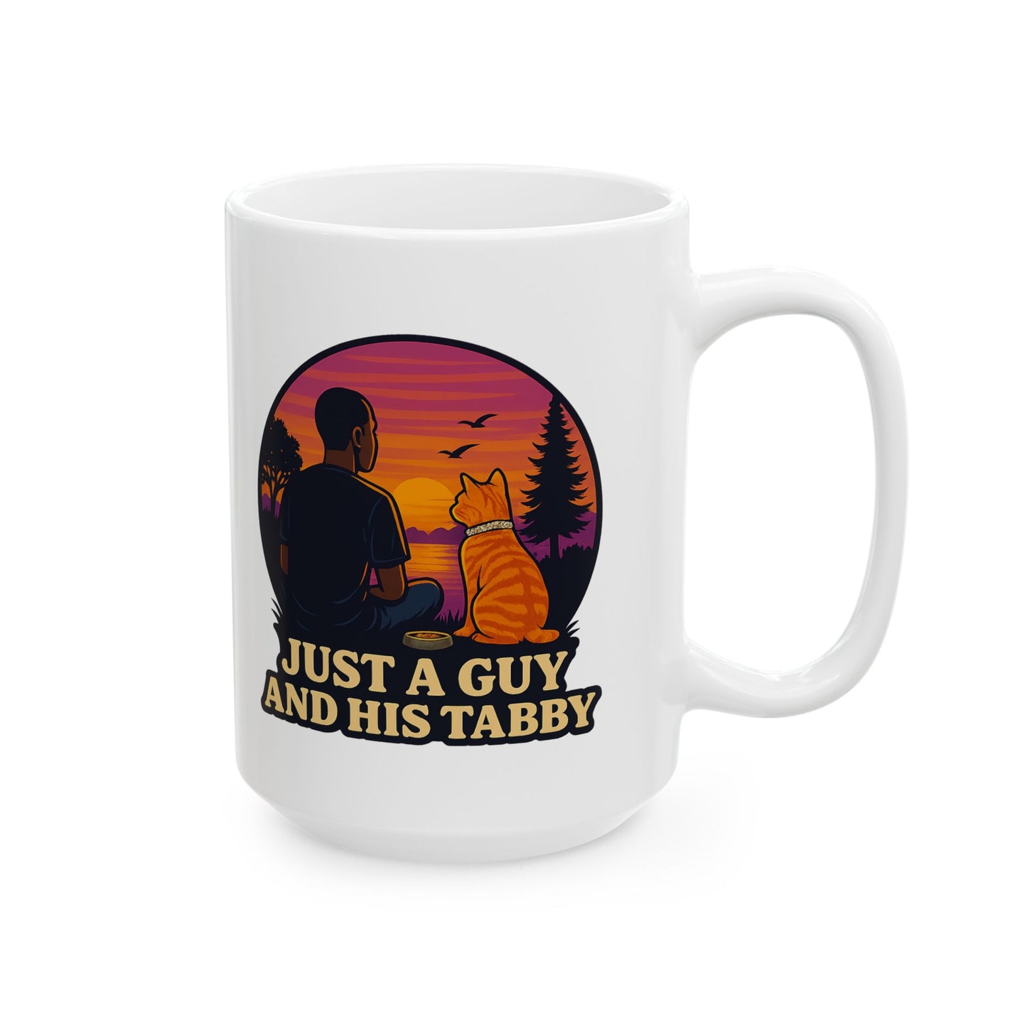 Just A Guy And His Tabby-Sunset Silhouette Ceramic Mug - Chubby Little Cheeks Co.