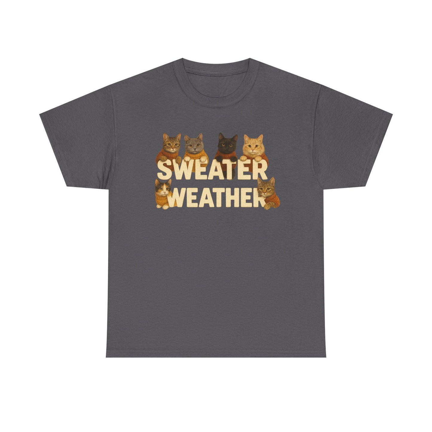 Sweater Weather Cat Tee, Cute Fall Apparel - Chubby Little Cheeks Co.