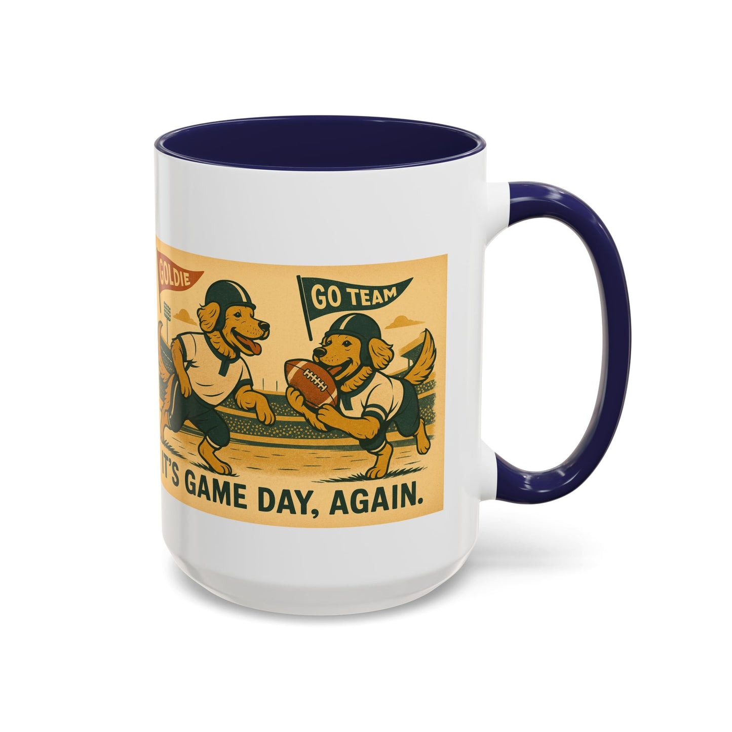 Game Day Golden Retrievers Vintage Football Mug - Chubby Little Cheeks Co.