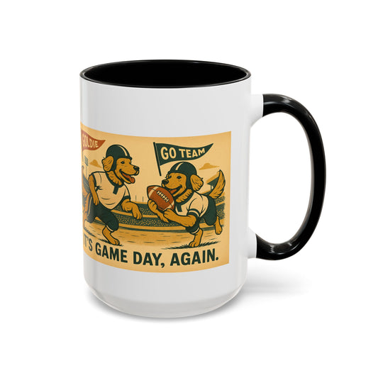 Game Day Golden Retrievers Vintage Football Mug - Chubby Little Cheeks Co.