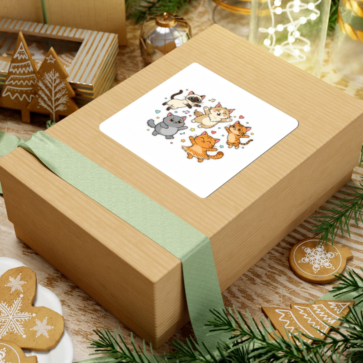 Cute Dancing Cats Kiss-Cut Sticker — Playful Kitten Sticker Sheet for Laptops, Journals & Gifts - Chubby Little Cheeks Co.