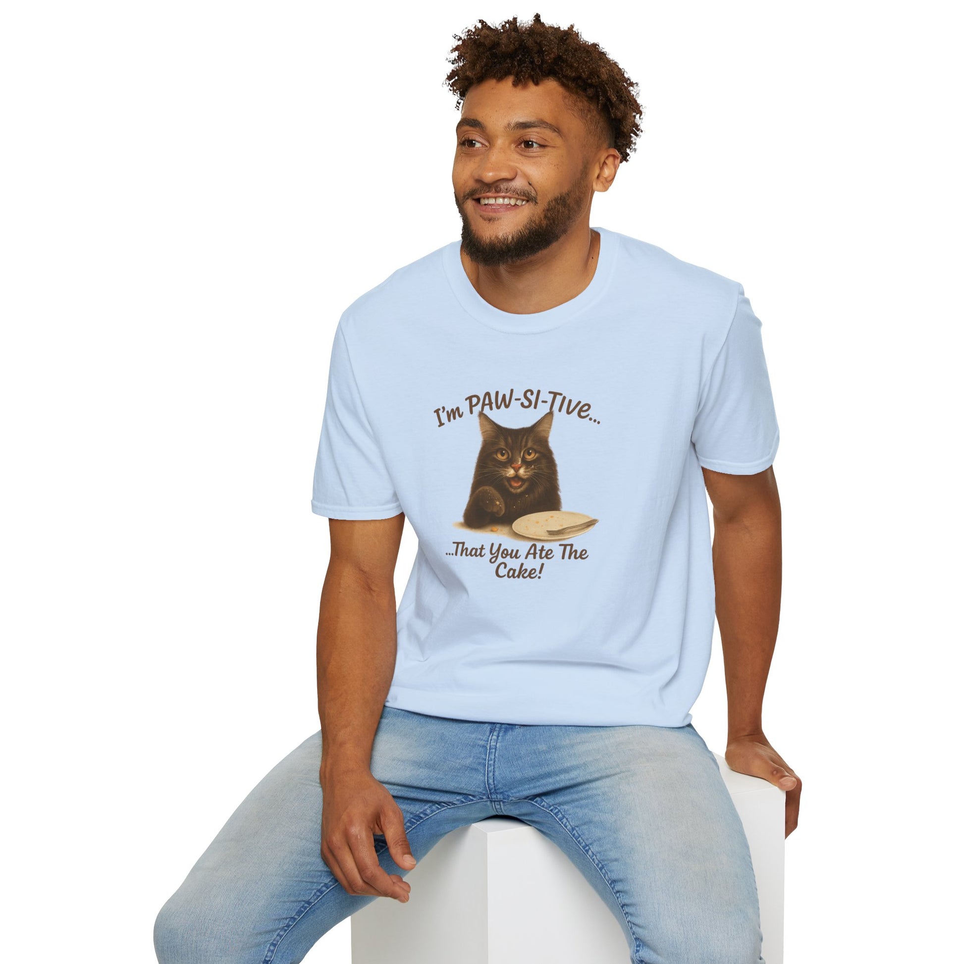 I'm PAW-SI-TIVE That You Ate The Cake, Funny Cat Unisex T-Shirt, - Chubby Little Cheeks Co.