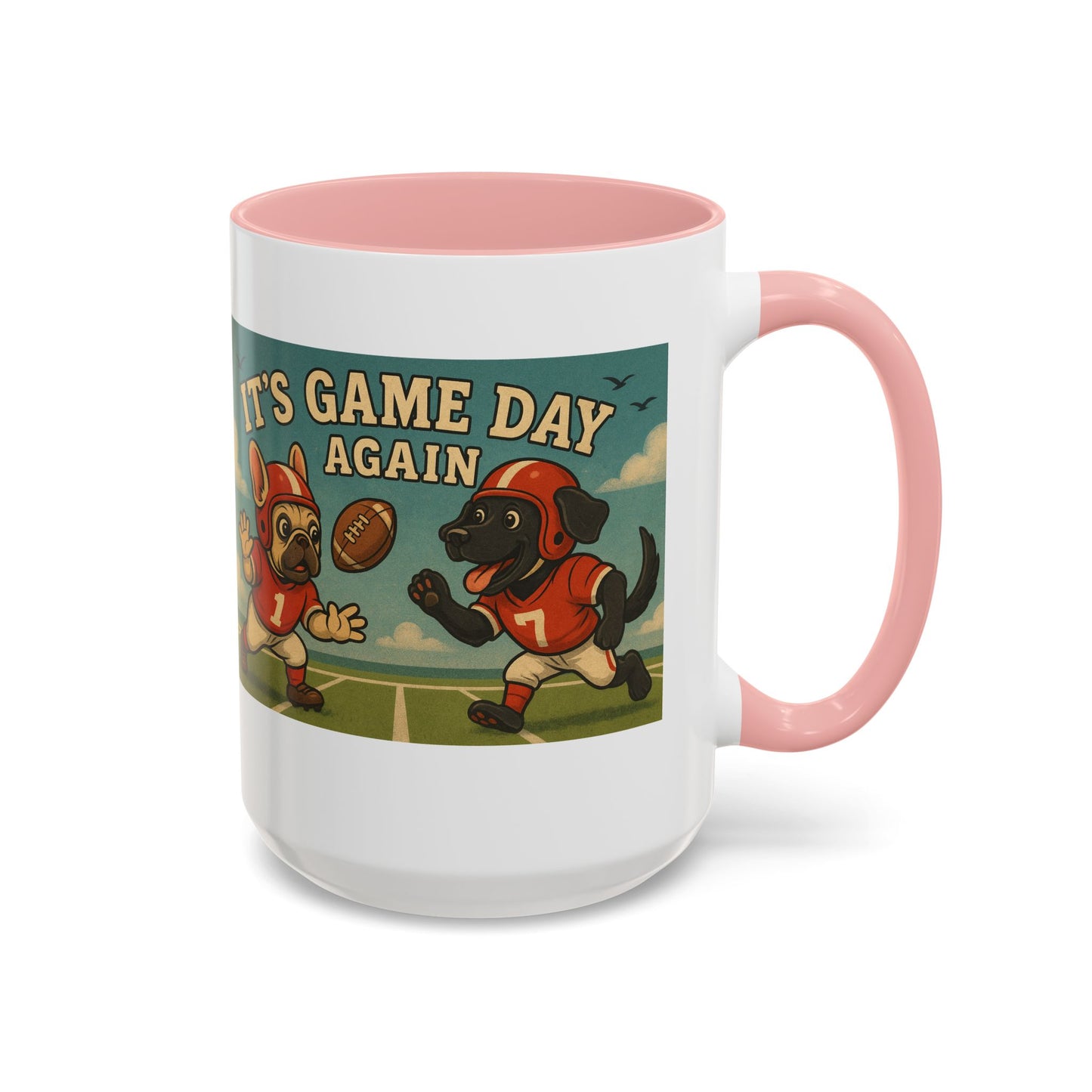 π Game Day Dogs Mug β Retro French Bulldog & Black Lab Football Mug - Chubby Little Cheeks Co.
