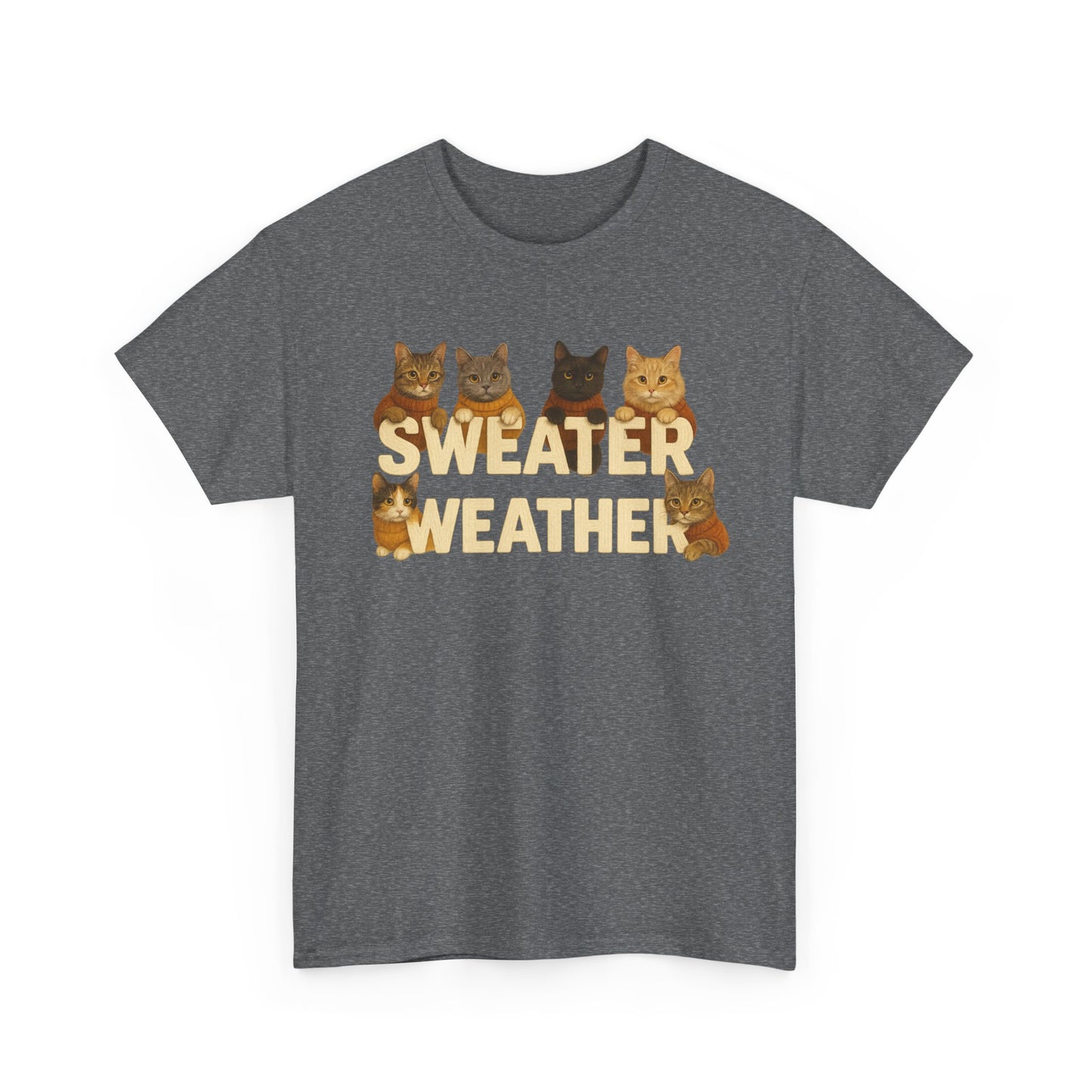 Sweater Weather Cat Tee, Cute Fall Apparel - Chubby Little Cheeks Co.