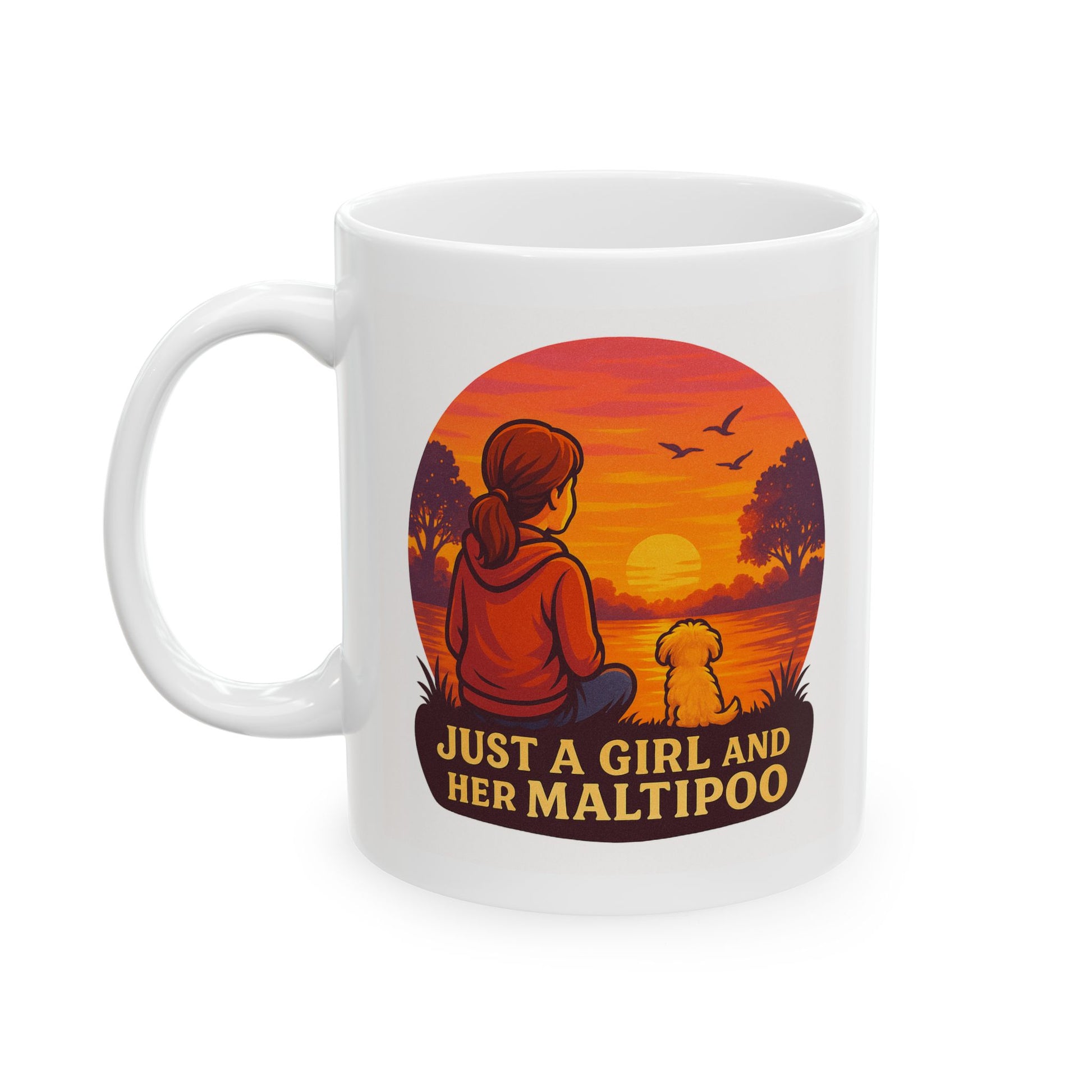 Just A Girl And Her Maltipoo, Ceramic Mug with Sunset Design - Chubby Little Cheeks Co.
