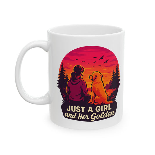 Just A Girl And Her Golden- Ceramic Mug - Chubby Little Cheeks Co.