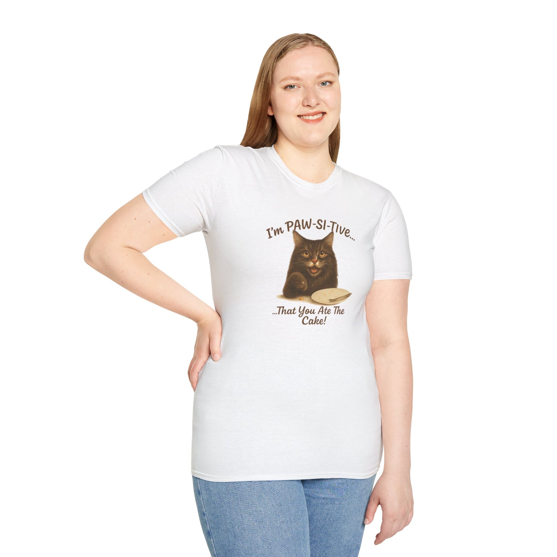 I'm PAW-SI-TIVE That You Ate The Cake, Funny Cat Unisex T-Shirt, - Chubby Little Cheeks Co.