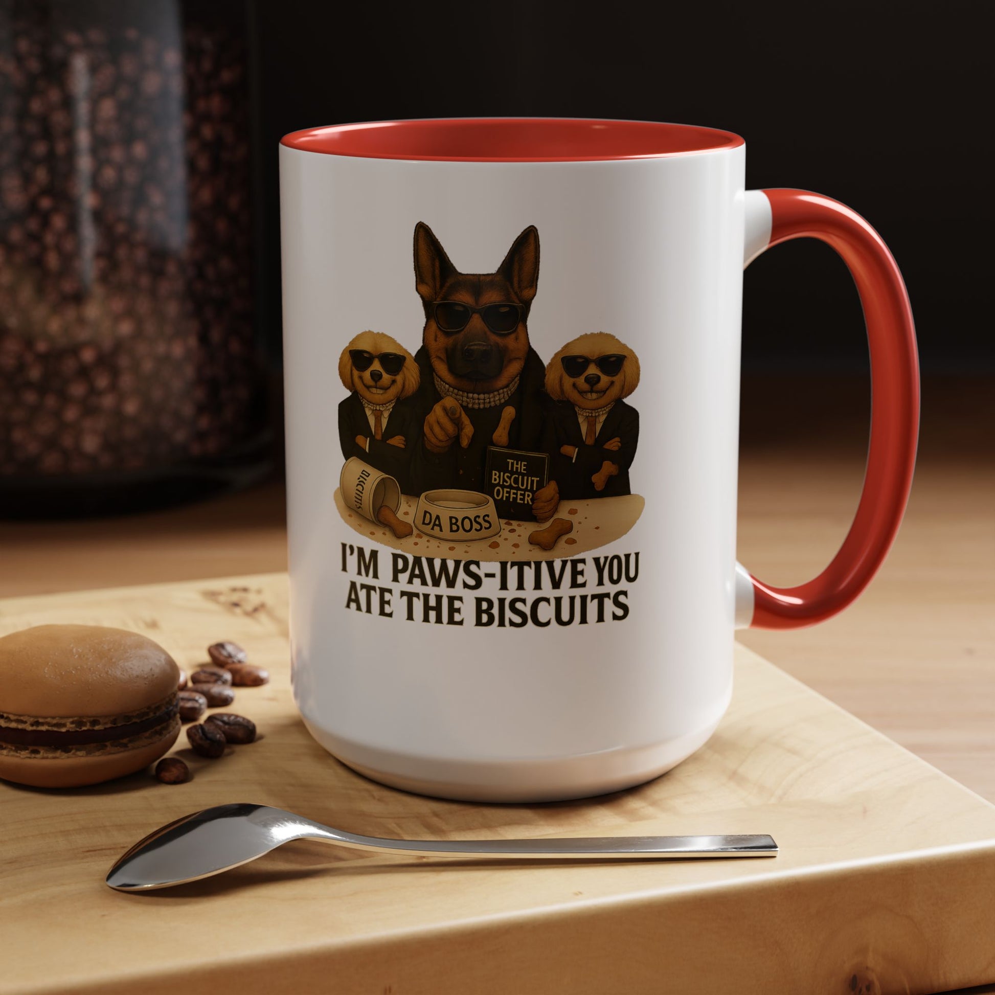 Paw-Si-Tive Blame-Godfather-Style Dog Mug, German Shepherd “Da Boss,” Multipoos, Mafia Parody - Chubby Little Cheeks Co.
