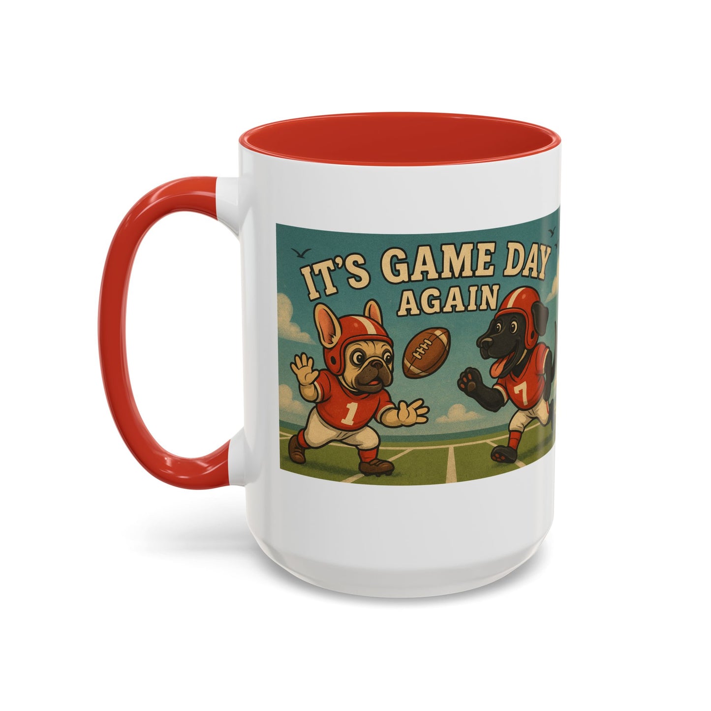 π Game Day Dogs Mug β Retro French Bulldog & Black Lab Football Mug - Chubby Little Cheeks Co.