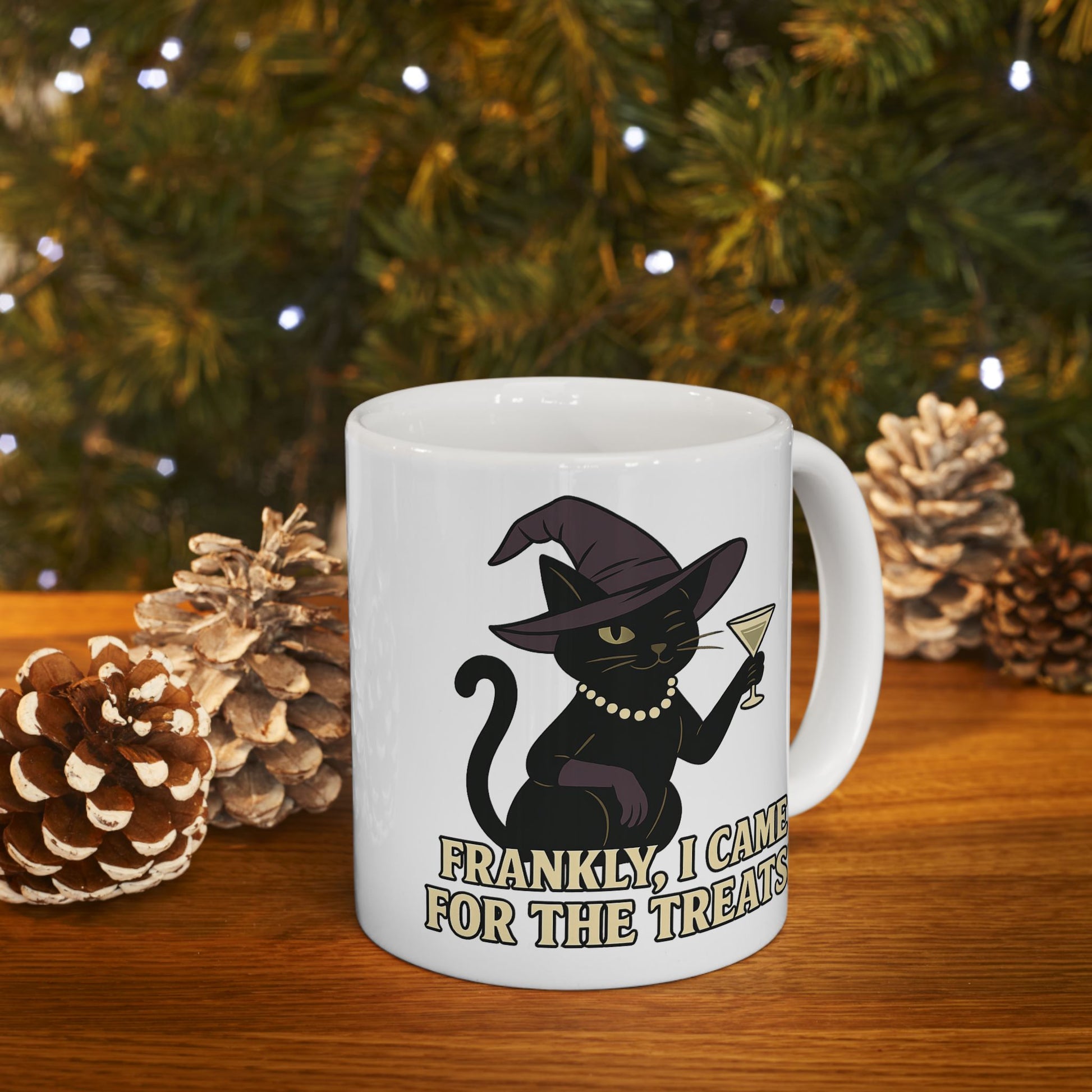 Frankly, I Came For The Treats-Funny Black Cat Ceramic Mug - Chubby Little Cheeks Co.