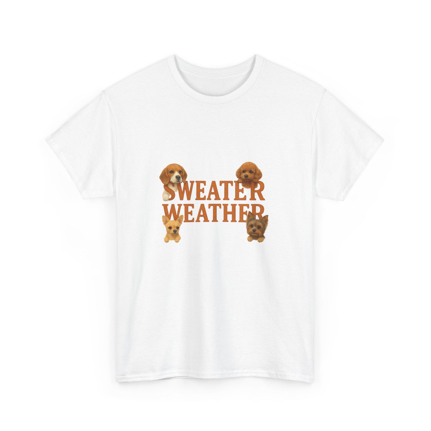 Sweater Weather Dog Tee, Unisex Heavy Cotton Tee, Fall Apparel - Chubby Little Cheeks Co.