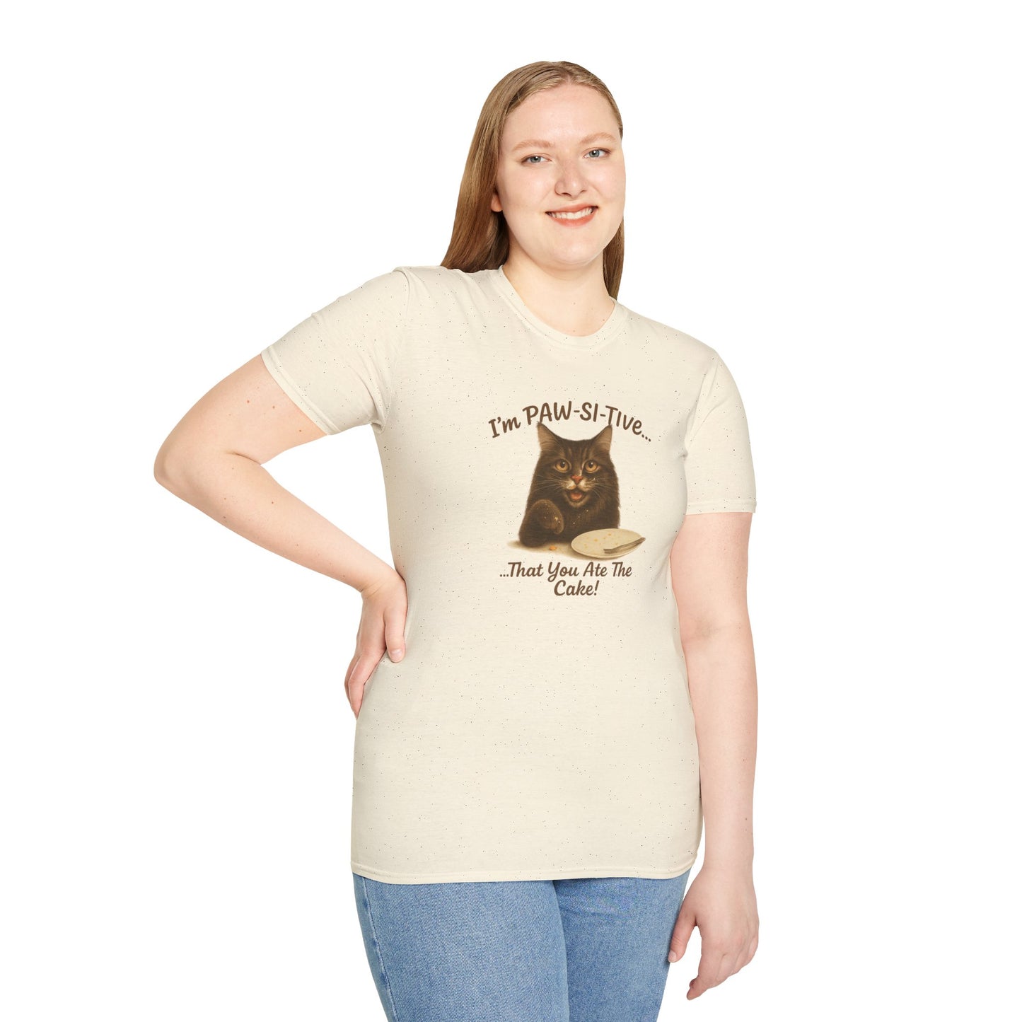 I'm PAW-SI-TIVE That You Ate The Cake, Funny Cat Unisex T-Shirt, - Chubby Little Cheeks Co.