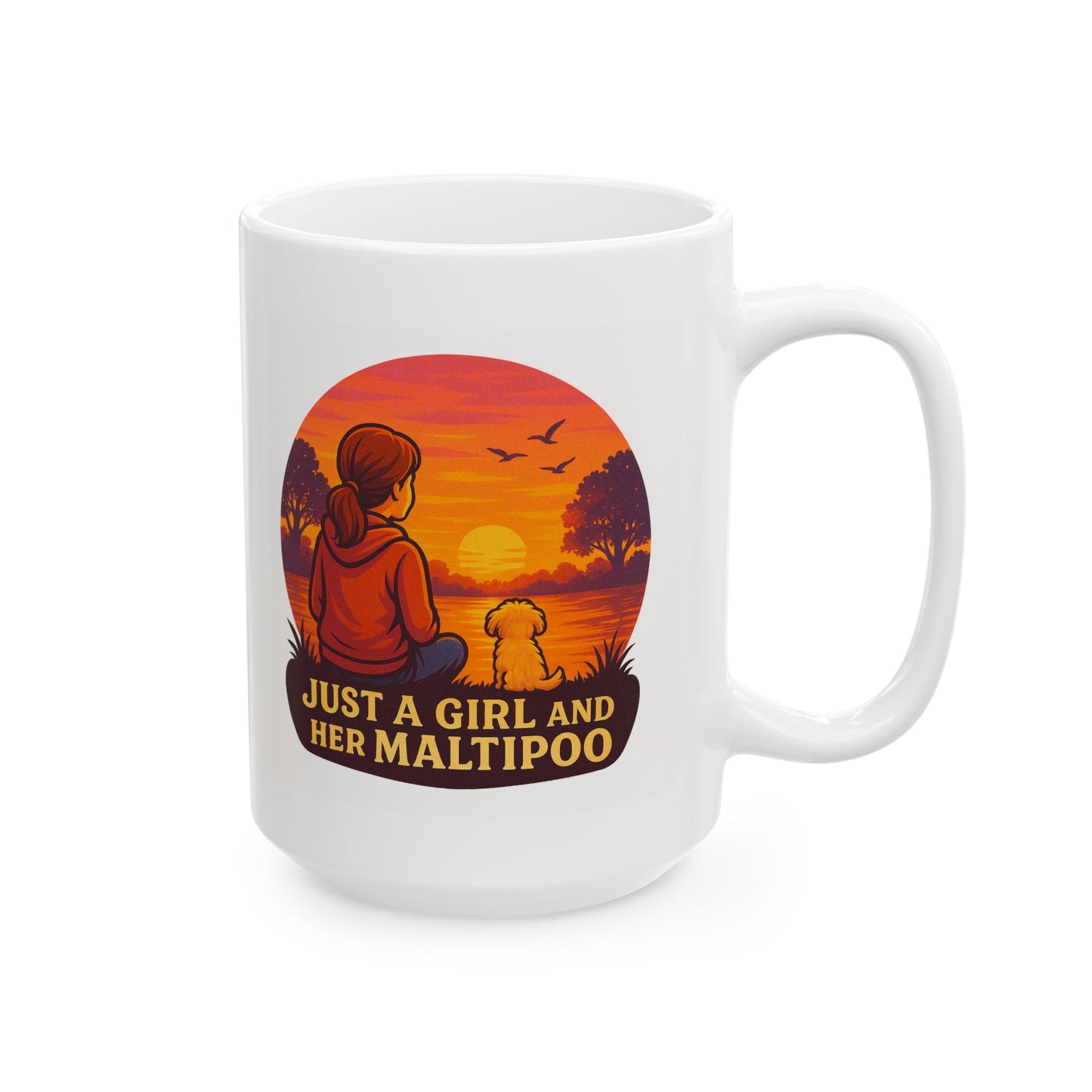 Just A Girl And Her Maltipoo, Ceramic Mug with Sunset Design - Chubby Little Cheeks Co.