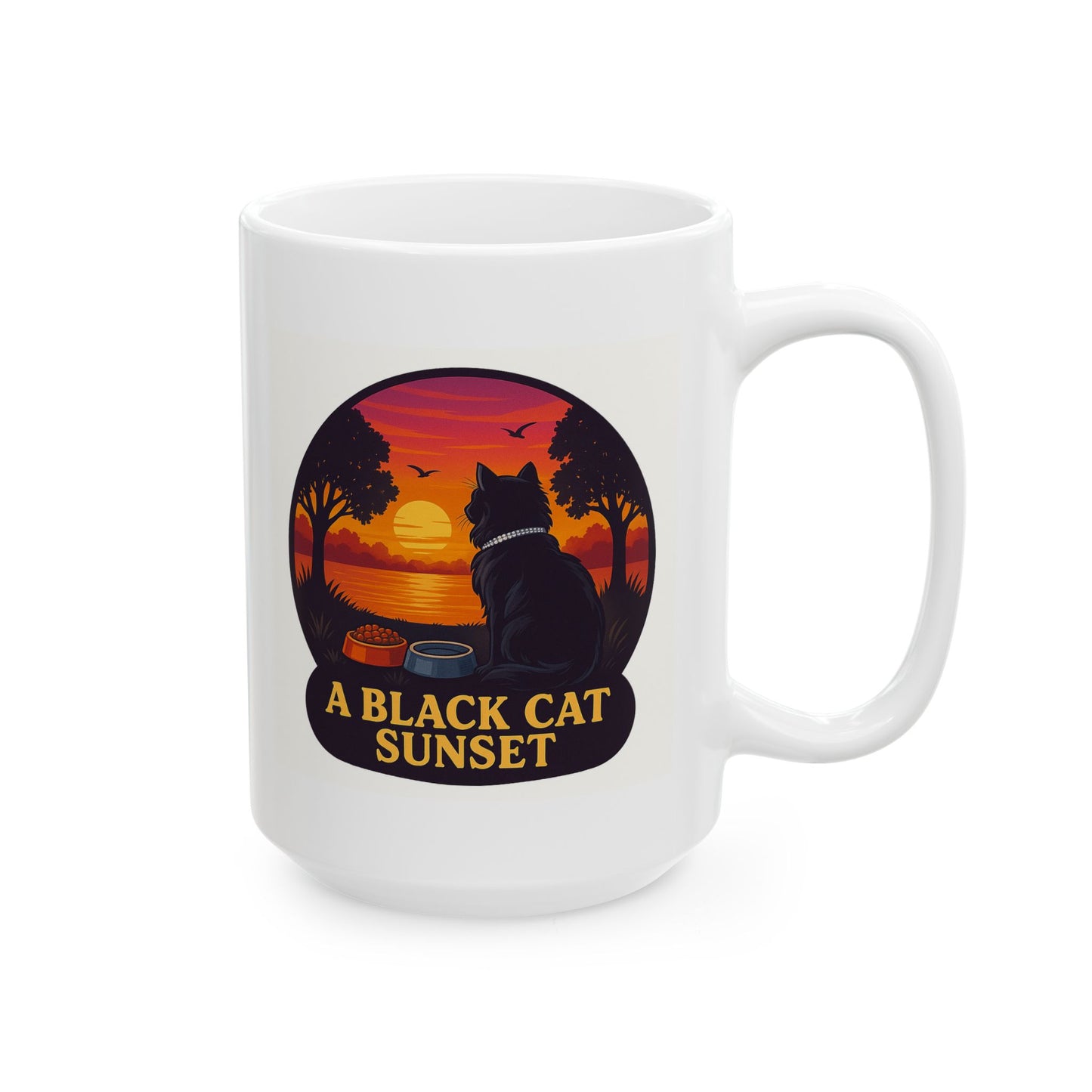A Black Cat Sunset-Inspired Ceramic Mug - Perfect for Coffee Lovers - Chubby Little Cheeks Co.