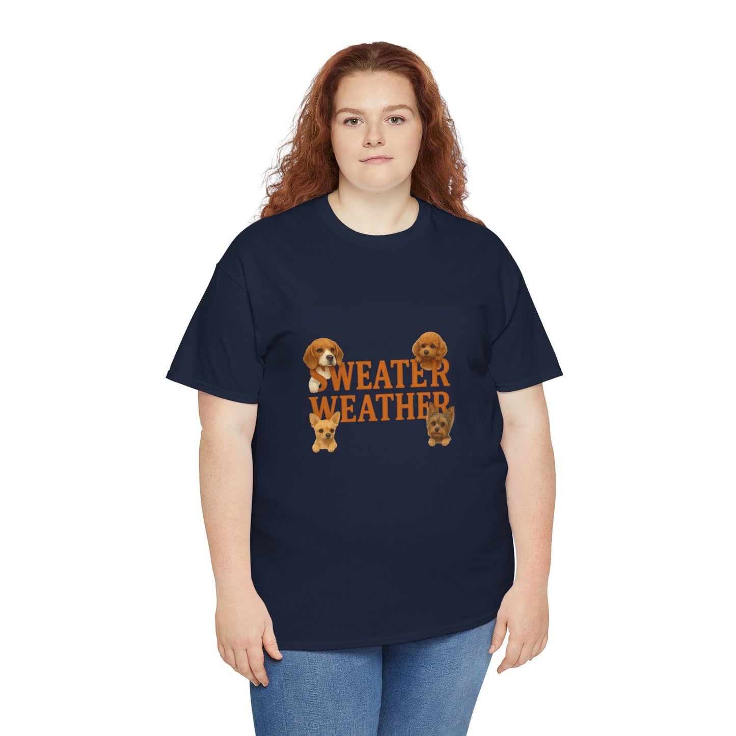 Sweater Weather Dog Tee, Unisex Heavy Cotton Tee, Fall Apparel - Chubby Little Cheeks Co.