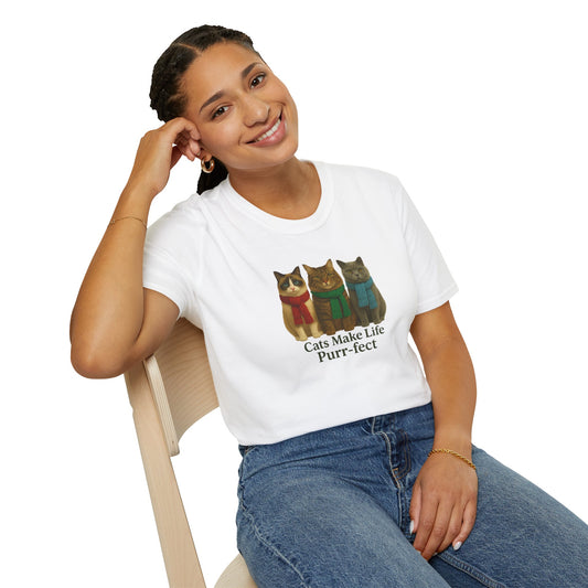 Cats Make Life Purr-fect T-Shirt, Cat Lovers Gift - Chubby Little Cheeks Co.