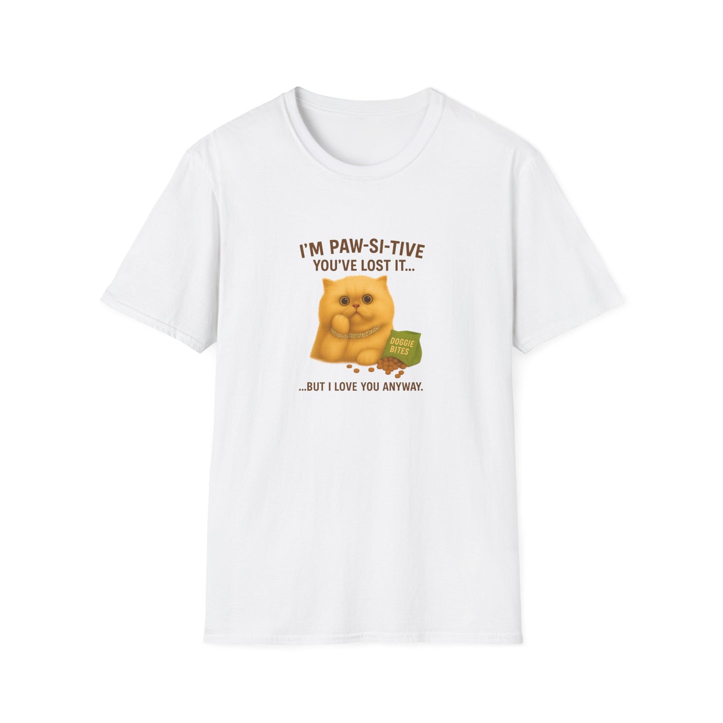 I’m Paw-si-tive You’ve Lost It Cat T-Shirt – Funny Persian Cat With Doggie Treats - Chubby Little Cheeks Co.