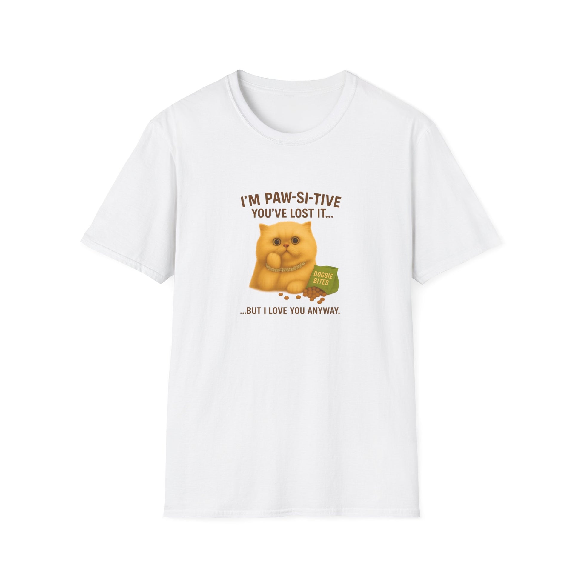 I’m Paw-si-tive You’ve Lost It Cat T-Shirt – Funny Persian Cat With Doggie Treats - Chubby Little Cheeks Co.