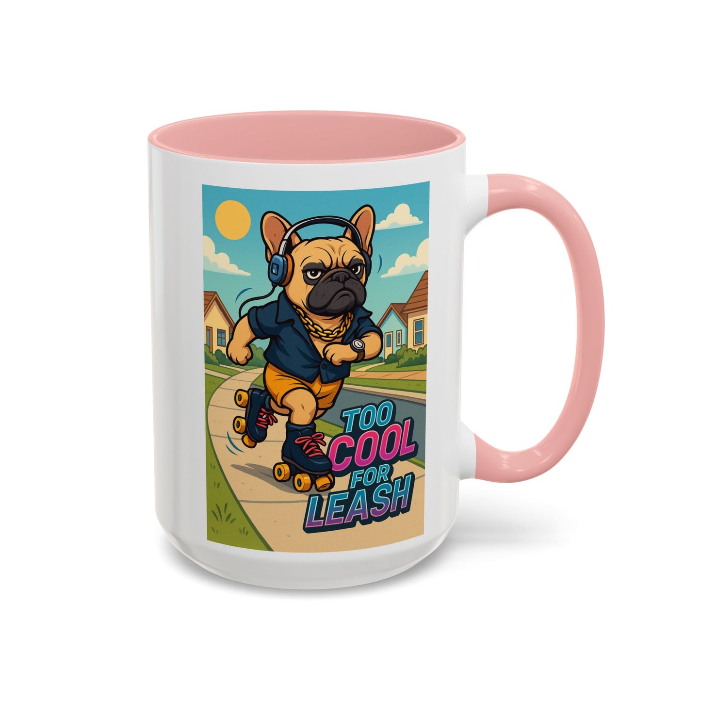Retro Roller Skating Male French Bulldog Mug – 80’s Groove Vibes - Chubby Little Cheeks Co.