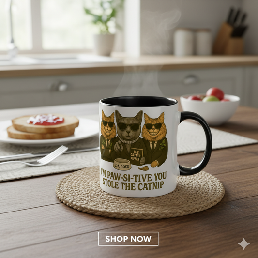 I'm Paw-si-tive You Stole The Catnip Coffee Mug - Gift for Cat Lovers, - Chubby Little Cheeks Co.