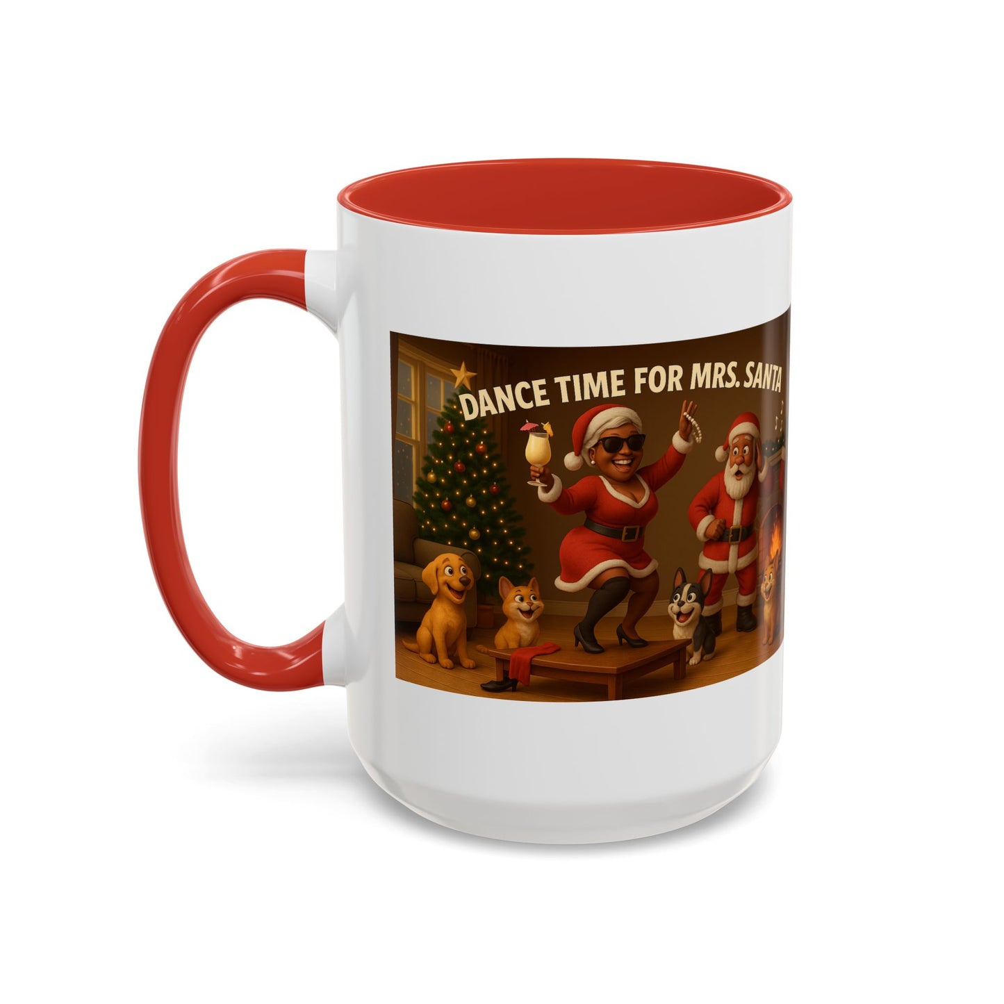 "Dance Time for(Blk) Mrs. Santa" Festive Holiday Mug (15oz)