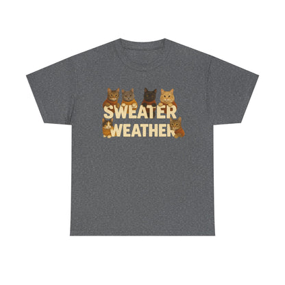 Sweater Weather Cat Tee, Cute Fall Apparel - Chubby Little Cheeks Co.