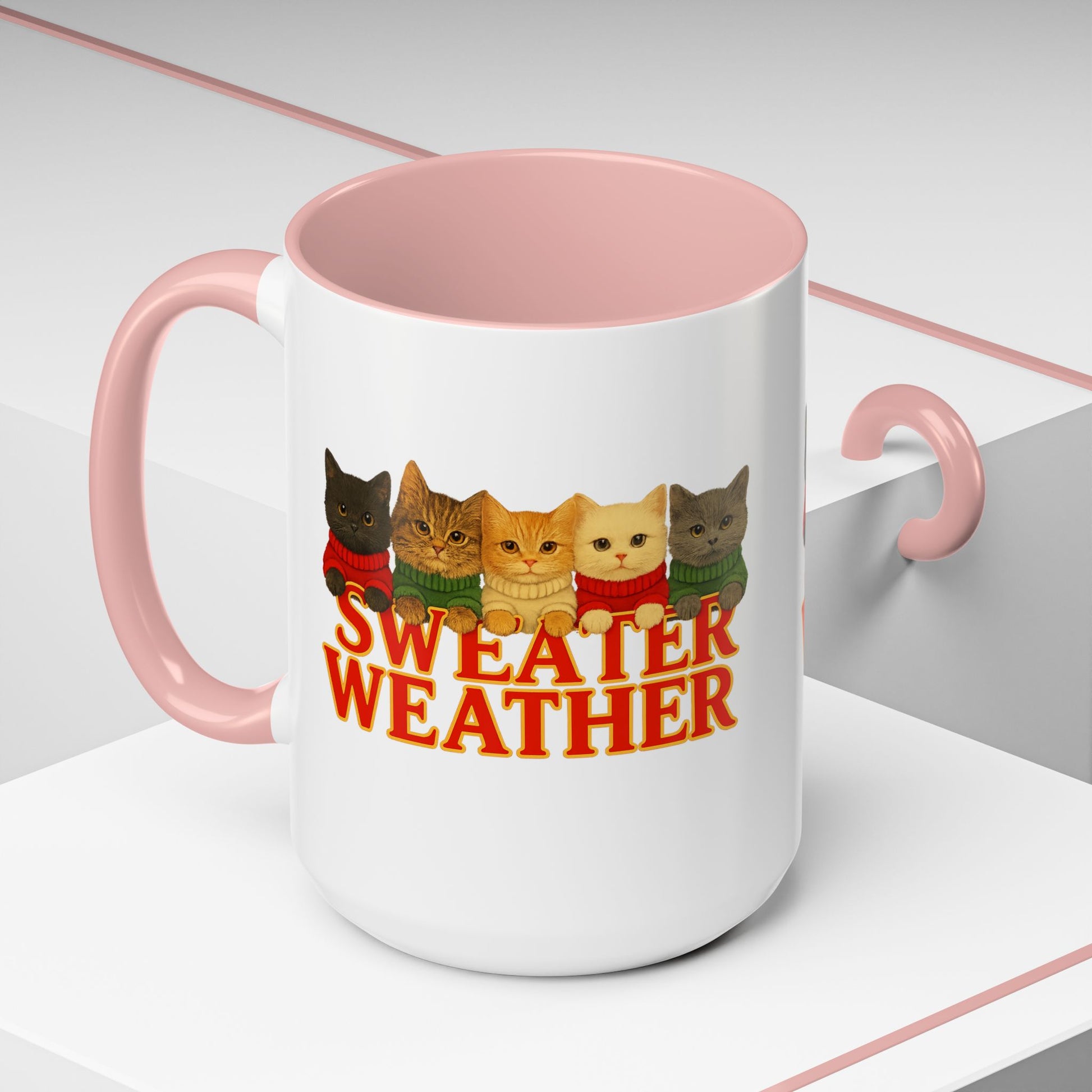 Sweater Weather Mug — Cute Kittens in Sweaters Accent Coffee Mug (150z) - Chubby Little Cheeks Co.