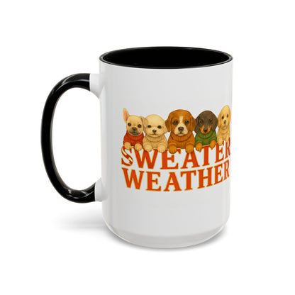 Sweater Weather Mug — Cute Puppies in Sweaters Accent Coffee Mug (150z) - Chubby Little Cheeks Co.