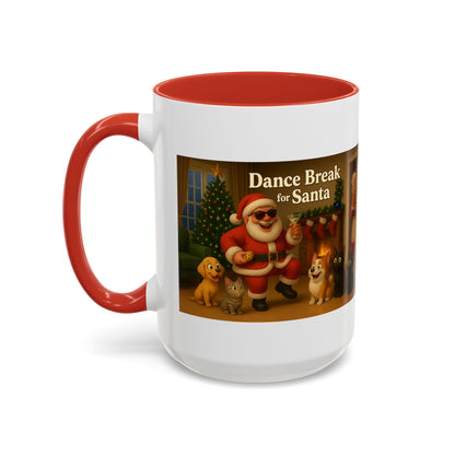 Dance Break for(classic) Santa Coffee Mug — Festive Christmas Santa & Pets Accent Mug (15oz)