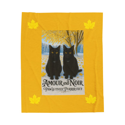 Amour and Noir Black Cats - Autumn Velveteen Blanket
