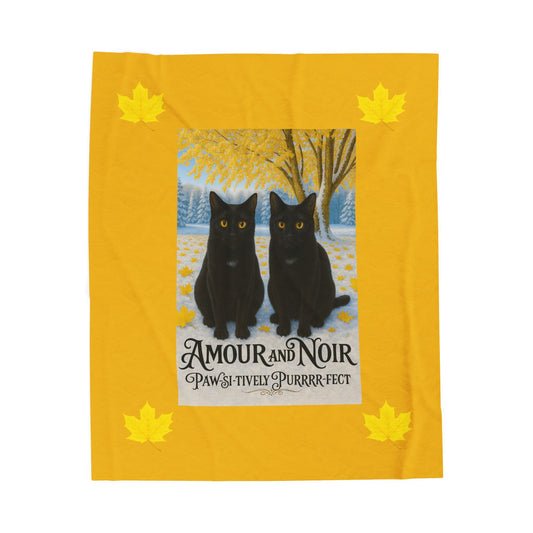 Amour and Noir Black Cats - Autumn Velveteen Blanket