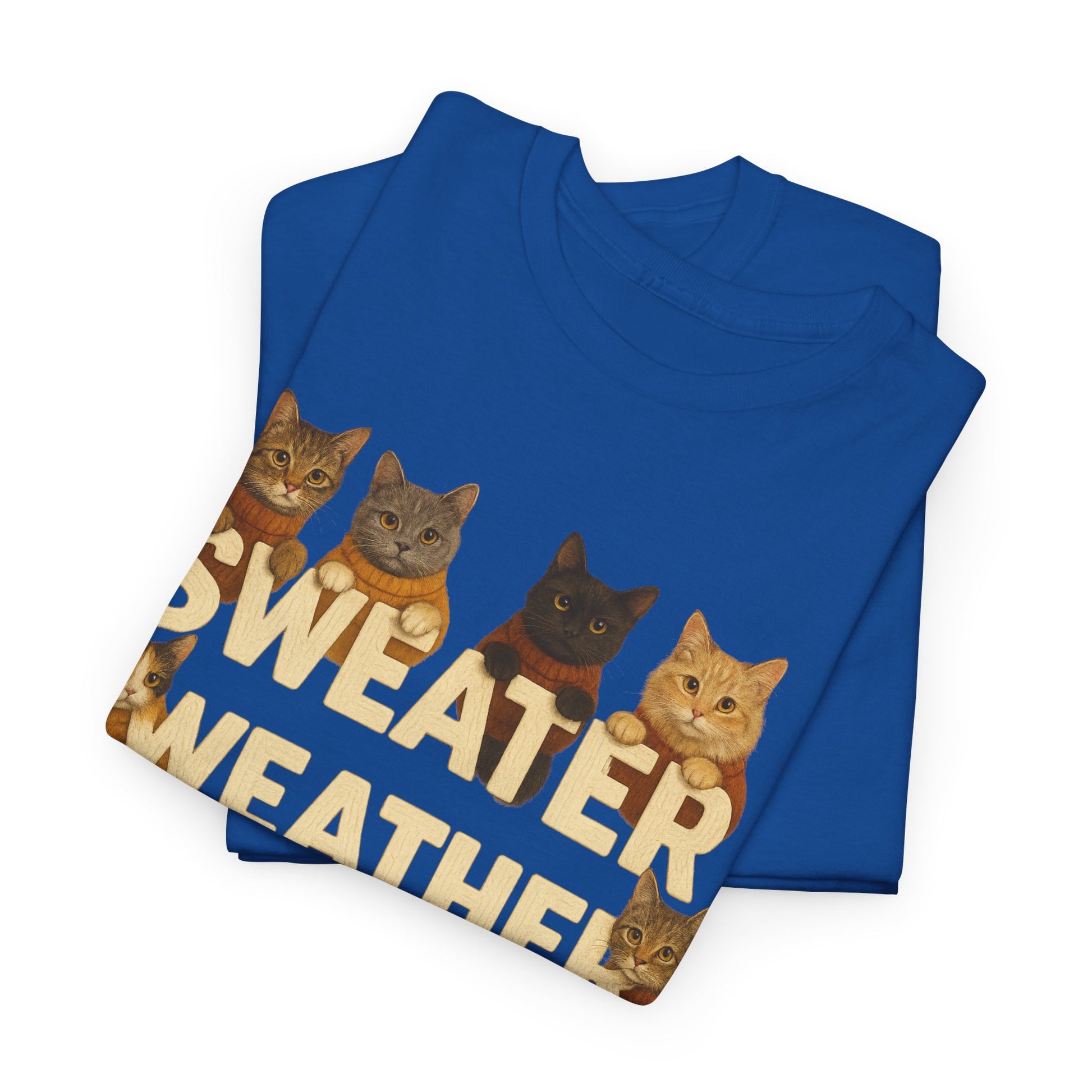 Sweater Weather Cat Tee, Cute Fall Apparel - Chubby Little Cheeks Co.