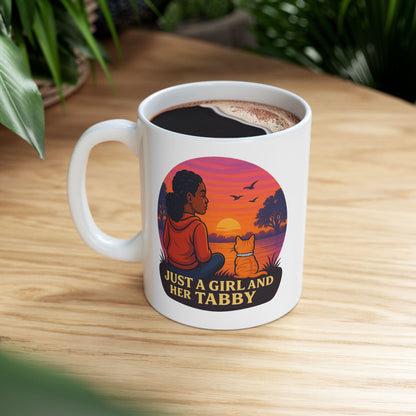 Just A Girl And Her Tabby- Sunset Inspired Ceramic Mug - Chubby Little Cheeks Co.