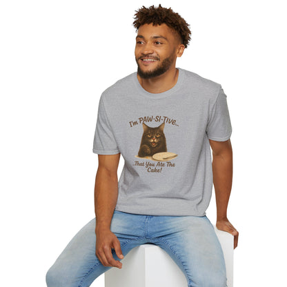 I'm PAW-SI-TIVE That You Ate The Cake, Funny Cat Unisex T-Shirt, - Chubby Little Cheeks Co.